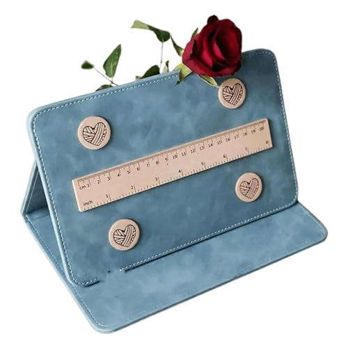 DNCG Strickmuster-Halter, faltbarer Strickdiagrammhalter mit Magnet-Lineal, Strickdiagrammhalter, Häkelmuster-Diagrammhalter, faltbarer magnetischer Musterhalter, siehe Beschreibung, blau von DNCG