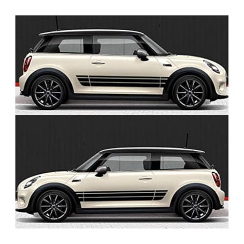 DNEOGOO 2 Stück Auto Seitenschweller Aufkleber für Mini Cooper S JCW Countryman Clubman F55 F56 F60, Auto-Seitenstreifen-Aufkleber Selbstklebender ZubehöR,A-Black von DNEOGOO