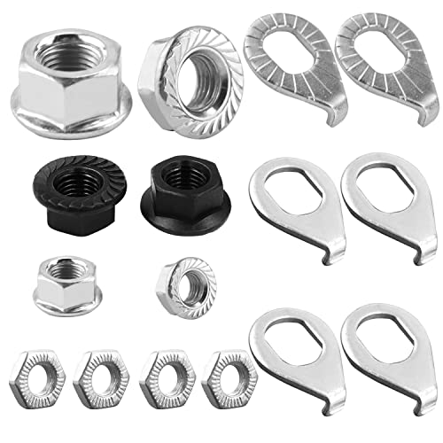 DNGH Achsmutter Fahrrad M8 M9.5 M10 Edelstahl Flanschmuttern mit Sperrverzahnung Sechskantmutter Fahrrad Sicherheitsscheibe Kit von DNGH