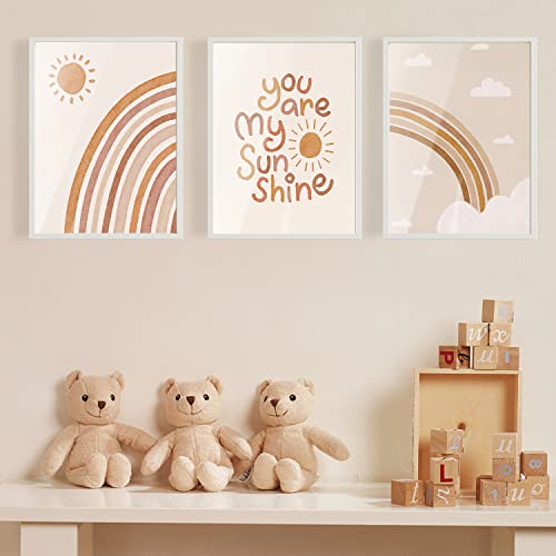 Bilder Kinderzimmer Poster Babyzimmer Mädchen Deko Boho Wandbilder YOU ARE MY SUNSHINE Ohne Rahmen für Wohnzimmer Schlafzimmer Wandbild Kinder Junge Mädchen von DNGH