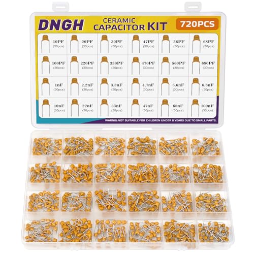 DNGH Keramik Kondensator Set 24 Wert 720 Stück Kondensatoren Sortiment von 10pF bis 100nF Monolithisches Keramisches Kondensator Kit von DNGH