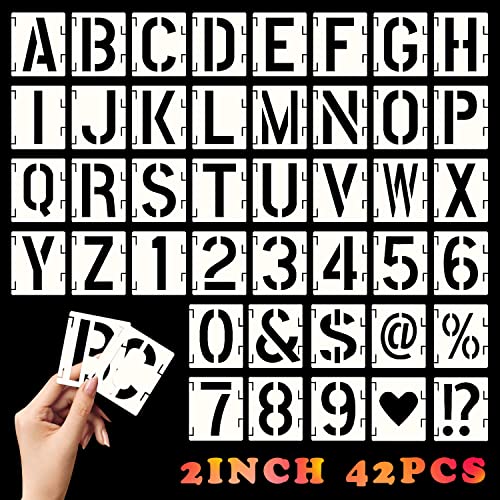 Schablone Buchstaben Schablonen Zahlen Buchstaben Groß Alphabet Schablone Kunststoff Verbindbar Wiederverwendbar für Schriftzüge Sprüh Wand Möbel DIY Schablonen (2 zoll) von DNGH