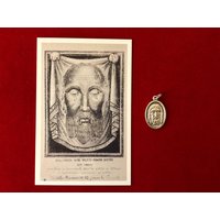 Heiliges Gesicht Von Jesus Relic Medal Pack - Dritte Klasse Relikt Heilige Karte & Oval Medaille | Berührt Mit Relikten Des Grabtuchs Turin von DNJC