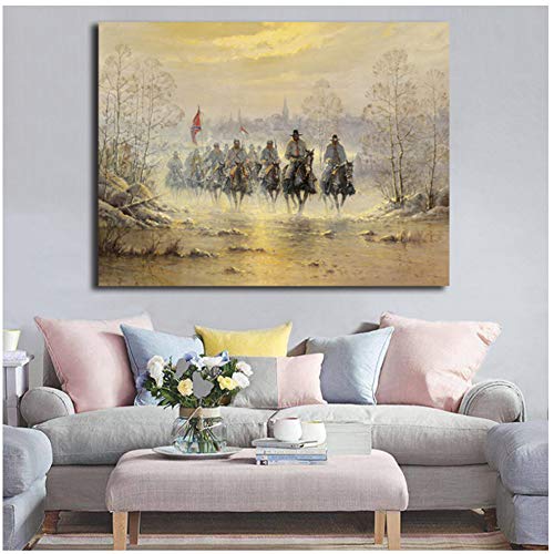 DNJKSA Konföderierte Armee Kavallerie Soldat Poster Amerika Bürgerkrieg Kunst Gemälde auf Leinwand Moderne dekorative Wandbilder Home Decor-60x90cm No Frame von DNJKSA