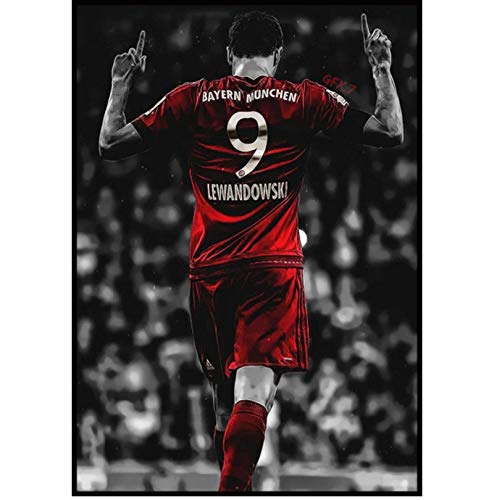 DNJKSA Robert Lewandowski Bayern München Fußballstar Wandkunst Raumdekoration Poster Wanddekoration Gemälde Druck auf Leinwand 50x70cm No Frame von DNJKSA