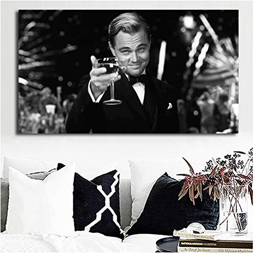 DNJKSA The Great Gatsby Movie Leonardo Dicaprio Poster Canvas Painting Modern Wall Art Print Pictures for Living Room Decor-70x100cm No Frame von DNJKSA