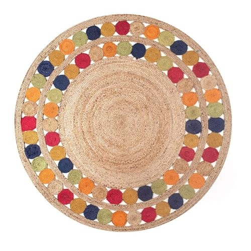 DNR Tiki-Teppich, Tiki-Teppich, rund, 150 x 150 cm, indische Naturfaser, Mehrfarbig von DNR