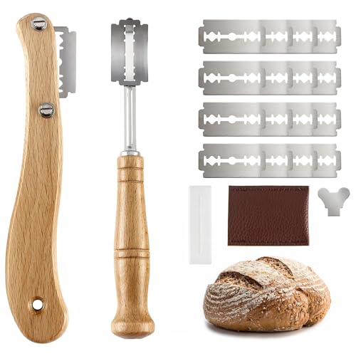 DNSHAN 2er Bäckermesser Set mit 20 Rasierklinge, Teigmesser Set für gerade und geschwungene Schnitte - Ideale Brotklinge, Bäckerklinge, Teigritzmesser Lame, Brot Backen Zubehör für DIY Brotteig DNSHAN 2er Bäckermesser Set mit 20 Rasierklinge, Teigmesser Set für gerade und geschwungene Schnitte - Ideale Brotklinge, Bäckerklinge, Teigritzmesser Lame, Brot Backen Zubehör für DIY Brotteig von DNSHAN