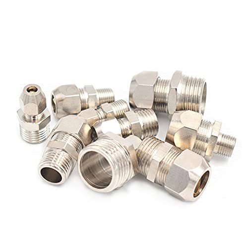Lfang-Messing Schlauchtülle 1/8 "1/4" 3/8 "1/2" BSP männlicher Gewinde 4 6 8 10 12 14 16 mm odrohr Messing-Ferrule-Rohrkompressionsanschlussverbinder, gute Verschleißfestigkeit(OD tube 8mm,M10x1) von DNVGJUP
