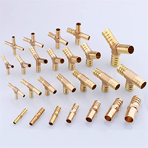 Lfang-Messing Schlauchtülle 4-25mm Schlauch Barb Messing Hosetail Gerader Ellenbogen Tee Y Cross 2/3/4 Way Fitting Splitter Connector Hausgarten, gute Verschleißfestigkeit(Cross 4 Ways,4mm) von DNVGJUP