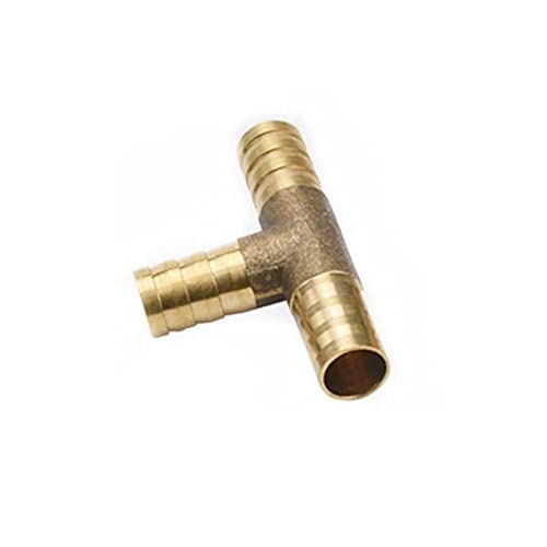 Lfang-Messing Schlauchtülle 4mm-25mm Schlauch Barb Messing blockiert gerader Ellenbogen-T-Stück Y 2 3 4-Wege-Rohranschlussverbinder, gute Verschleißfestigkeit(T 3 Way,8 Mm, 14 in Bag) von DNVGJUP
