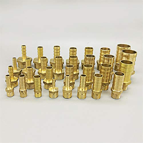 Lfang-Messing Schlauchtülle 4mm 6mm 8mm 10mm 12mm 19mm Schlauch Barb Heck 1/8 "1/4" 1/2 "3/8" BSP männliche Messingverbindergelenk, gute Verschleißfestigkeit(8mm Barb,3/8") von DNVGJUP