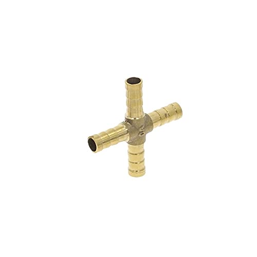 Lfang-Messing Schlauchtülle Messingblockpfeife 3 4 Wege T Y. Gerade Ellenbogenschlauch Widerhaken 6 8 10 12 14 16 19 mm Kupferbarbettverbinder, gute Verschleißfestigkeit(4 Way,8mm Barb) von DNVGJUP