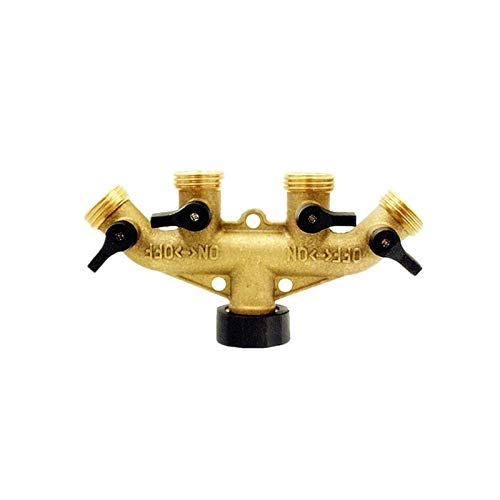 Lfang-Messing Schlauchtülle Waschmaschinen Schlauch Endarmaturen Bewässerungsverteiler, 4 Wege Messing-Tap-Adapter Schlauchventil-Verteilerschlauch-Splitter-Tap-Adapter, gute Verschleißfestigkeit(D) von DNVGJUP
