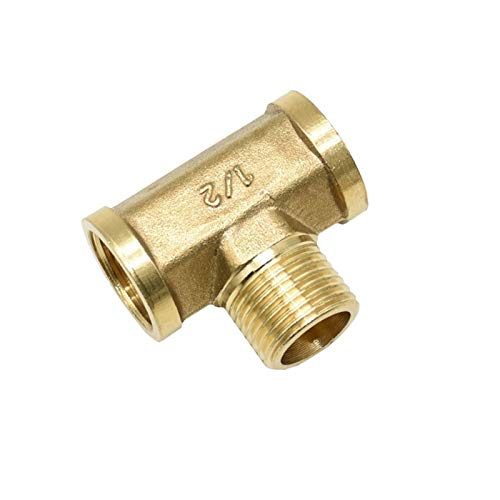Lfang-Messing Schlauchtülle Weibliche T-Typ 3-Wege-Messing-Rohranschlussadapter für Wasser, männlich 1/2 "BSP-Thread-T-Stück-Stecker, 1 Stück, gute Verschleißfestigkeit(B) von DNVGJUP