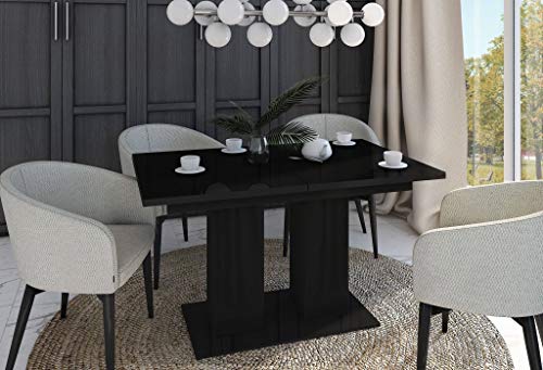 Design Esstisch Tisch DE-1 Schwarz Hochglanz ausziehbar 130 bis 170 cm von DO-Design