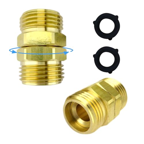 Gartenschlauch-Drehadapter, 3/4 GHt, Gartenschlauch-Drehverbinder, 360 Grad, kein Knicken, männlich auf weiblich, Schlauchadapter, Messing, 2 Stück von DOAGEAS