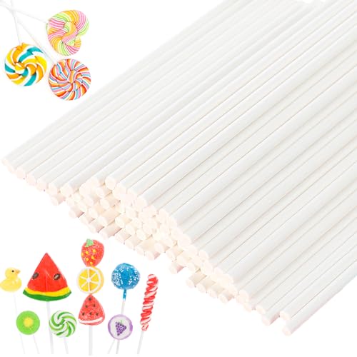 DOANTE 50 Stück 10cm*3.5mm cake pop stiele,Pop Cake Stiele,cakepop stiel,Cake Pop Stiele Papier,Stiel Papier für Cakepops,Cake Pop Sticks,für Herstellung Von Kuchenlutschern,Desserts von DOANTE