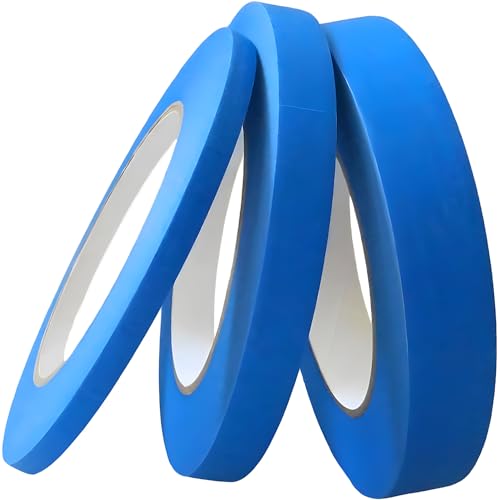 DOAY Blau Malerkrepp 1/4", 1/2", 3/4" x 55m - Kreppband für Malerarbeiten und Renovierungen - Mehrere Größen im Pack - Abklebeband zum Streichen und Lackieren von DOAY