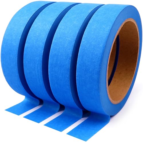 DOAY Blau Malerkrepp 19 mm x 27.5 m (4 Rollen) - Kreppband für Malerarbeiten und Renovierungen - Abklebeband zum Streichen, Lackieren - Leicht abnehmbares Abklebeband von DOAY