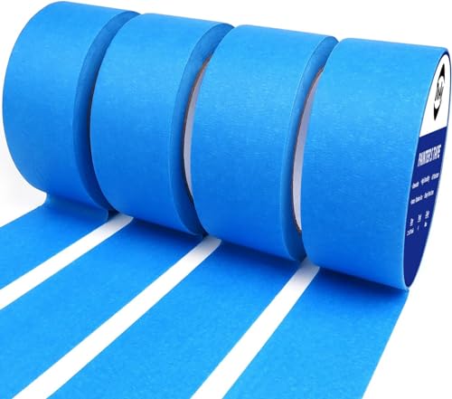 DOAY Blau Malerkrepp 50 mm x 27.5 m (4 Rollen) - Kreppband für Malerarbeiten und Renovierungen - Abklebeband zum Streichen, Lackieren - Leicht abnehmbares Abklebeband von DOAY