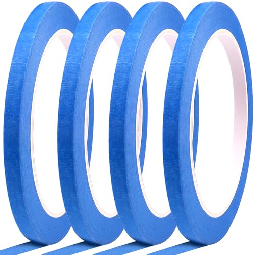 DOAY Blau Malerkrepp 6 mm x 27.5m (4 Rollen) - Kreppband für Malerarbeiten und Renovierungen - Abklebeband zum Streichen, Lackieren - Leicht abnehmbares Abklebeband von DOAY