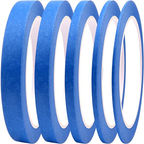 DOAY Malerkrepp 1/16", 1/8", 1/4", 1/2", 3/4" x 27.5m - Kreppband für Malerarbeiten und Renovierungen - Mehrere Größen im Pack - Abklebeband zum Streichen und Lackieren (Blau) von DOAY