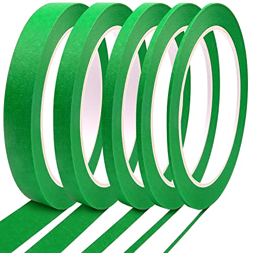 DOAY Malerkrepp 1/16", 1/8", 1/4", 1/2", 3/4" x 27.5m - Kreppband für Malerarbeiten und Renovierungen - Mehrere Größen im Pack - Abklebeband zum Streichen und Lackieren (Grün) von DOAY