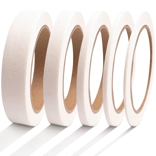 DOAY Malerkrepp 1/16", 1/8", 1/4", 1/2", 3/4" x 27.5m - Kreppband für Malerarbeiten und Renovierungen - Mehrere Größen im Pack - Abklebeband zum Streichen und Lackieren (Weiß) von DOAY