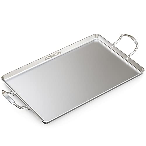 DOBADN Antihaftbeschichtete Doppelbrenner-Grillpfanne, 45,7 x 29,8 cm, Grillpfanne für Gas- oder Elektroherd von DOBADN