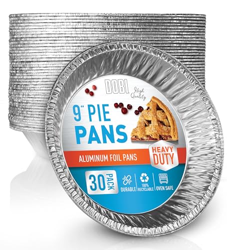 DOBI Pie Pans - Disposable Aluminum Foil Pie Plates, Standard Size - 9 x 1.75 Inches. Favorite Pie Tin for Homemade Cakes & Pies by von DOBI