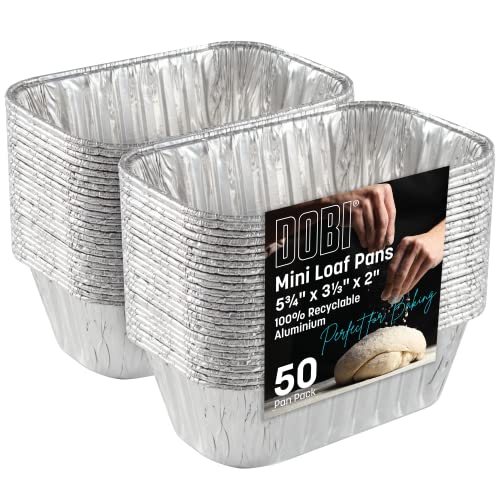 Mini-Kastenformen aus Aluminium, 50 Stück, Einweg-Aluminiumfolie, 0,5 kg, kleine Brotdosen – 15,2 x 8,9 x 5,1 cm von DOBI