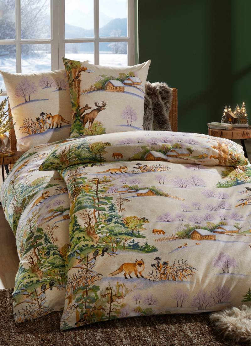 Bettwäsche-Garnitur, Größe 111 (40x80 cm + 135x200 cm), Natur von DOBNIG