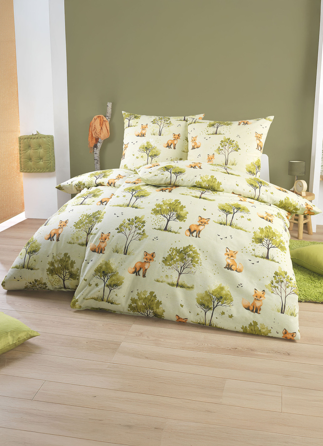 Kuschelige Bettwäsche-Garnitur von Dobnig, Größe 111 (40/80 cm + 135/200 cm), Grün von DOBNIG