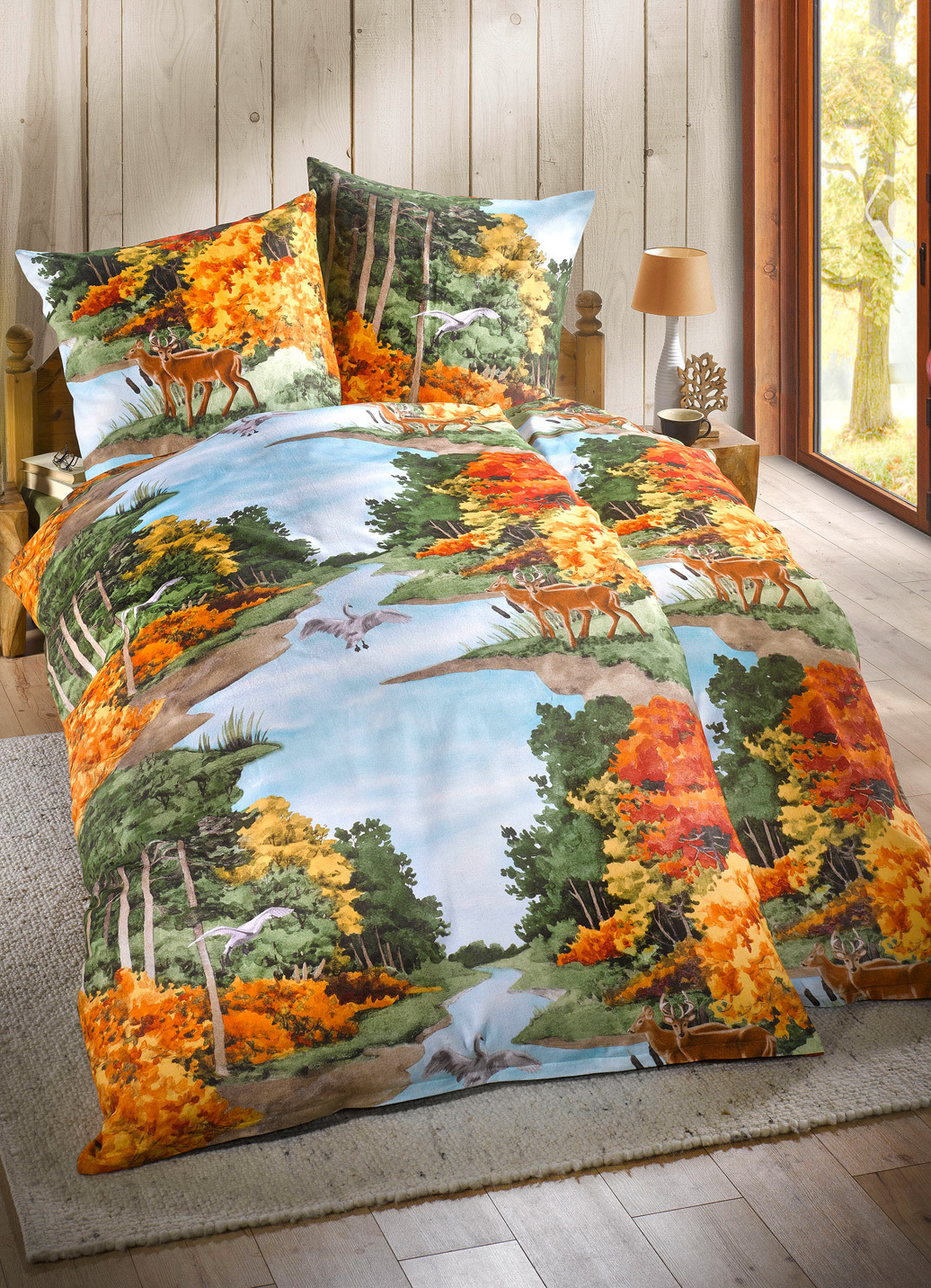 Naturnahe Bettwäsche-Garnitur in Biber-Qualität, Größe 412 (4-teiliges Sparset), Multicolor von DOBNIG