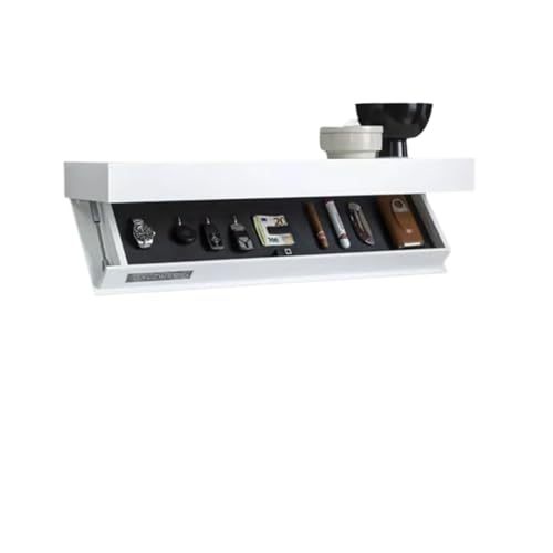 Regal mit Geheimfach,Wandboard mit Geheimfach Geschirr- und Schrubberhalter Designer-Regal mit Geheimfach Verdecktes Schweberegal Regal mit verstecktem Fach Wandmontage(White) von DOBRVVGT