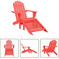 The Living Store Adirondack-Gartenstuhl mit Fußstütze Massivholz Tanne Rot - Gartenstuhl - Holz Gartenstuhl - Adirondack Stuhl von DOC&ET²