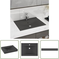 Doc&et² - The Living Store Luxus-Waschbecken mit Hahnloch Matt-Dunkelgrau 60x46 cm Keramik - Dusche Waschen - Handwaschbecken - Küchenspüle von DOC&ET²