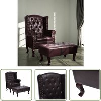 The Living Store Sessel mit Fußhocker Dunkelbraun Kunstleder - Chesterfield Sessel - Leder Sessel - Wohnzimmersessel - Lounge Sessel - Beistelltisch The Living Store Sessel mit Fußhocker Dunkelbraun Kunstleder - Chesterfield Sessel - Leder Sessel - Wohnzimmersessel - Lounge Sessel - Beistelltisch von DOC&ET²