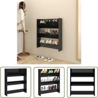 The Living Store Wand-Schuhschrank Hochglanz-Schwarz 80x18x90 cm Holzwerkstoff - Wand-Schuhschrank - Schuhschrank - Schuhorganisation - Garderobe von DOC&ET²