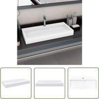 Doc&et² - The Living Store Waschbecken 100 x 46 x 11 cm Mineralguss/Marmorguss Weiß - Mineralguss Waschbecken - Weiße Keramik Waschen - Aufputz von DOC&ET²
