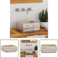 Doc&et² - The Living Store Waschbecken Creme 30x30x13 cm Marmor - Marmor Waschbecken - Cremefarbenes Waschbecken - Handgefertigtes Waschbecken von DOC&ET²