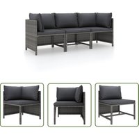 The Living Store 3-Sitzer-Gartensofa mit Kissen Grau Poly Rattan - Outdoor Möbel - Gartenmöbel - Loungemöbel - Rattan Gartenmöbel - Graue Gartenmöbel The Living Store 3-Sitzer-Gartensofa mit Kissen Grau Poly Rattan - Outdoor Möbel - Gartenmöbel - Loungemöbel - Rattan Gartenmöbel - Graue Gartenmöbel von DOC&ET²