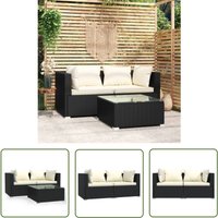 Doc&et² - The Living Store 3-tlg. Garten-Lounge-Set mit Auflagen Schwarz Poly Rattan - Gartengeräte - Lounge Set - Gartenmöbel - Outdoor Furniture von DOC&ET²