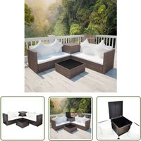The Living Store 4-tlg. Garten-Lounge-Set mit Auflagen Poly Rattan Braun - Gartenmöbel - Loungesessel - Rattan Möbel - Outdoor Furniture von DOC&ET²