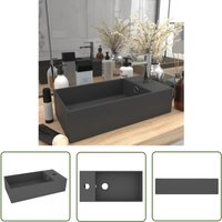 Doc&et² - The Living Store Badezimmer-Waschbecken mit Überlauf Keramik Dunkelgrau - Dusche Waschen - Handwaschbecken - Sanitärobjekte von DOC&ET²