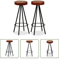 The Living Store Barhocker 2 Stk. Echtleder - Industriel Style - Barhocker - Ledersitz - Stahluntergestell - Set Von 2 The Living Store Barhocker 2 Stk. Echtleder - Industriel Style - Barhocker - Ledersitz - Stahluntergestell - Set Von 2 von DOC&ET²