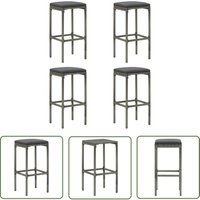 The Living Store Barhocker mit Kissen 4 Stk. Grau Poly Rattan - Barhocker - Esszimmerstühle - Gartenmöbel - Outdoor Möbel - Lounge Sessel von DOC&ET²