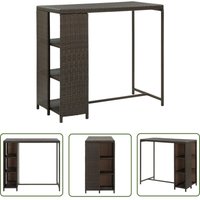 The Living Store Bartisch mit Regal Braun 120x60x110 cm Poly Rattan - Bartisch - Esstisch - Bistrotisch - Outdoor Tisch - Wohnzimmer Dekoration von DOC&ET²