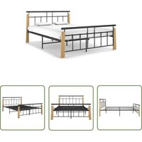 The Living Store Bettgestell Metall und Massivholz Eiche 140x200 cm - Bettgestell - Metallbett - Holzbett - Doppelbett - Boxspringbetten The Living Store Bettgestell Metall und Massivholz Eiche 140x200 cm - Bettgestell - Metallbett - Holzbett - Doppelbett - Boxspringbetten von DOC&ET²
